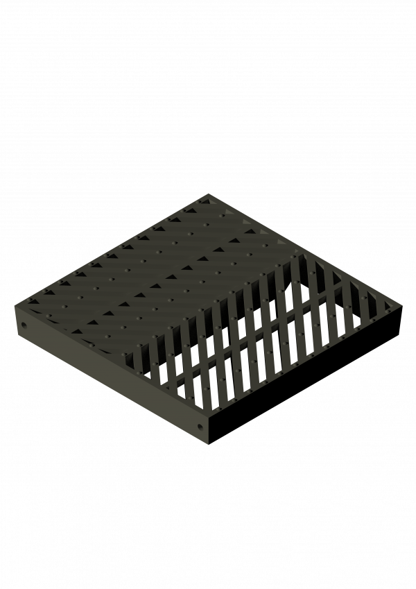 483 - REJILLA SUMIDERO FIJA 500x500mm FUNDICION DUCTIL TIPO COLA DE PEZ C250