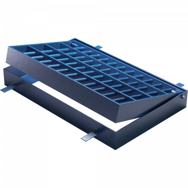 809 – REJILLA SUMIDERO 410X660 ACERO LAMINADO ARTICULADA CON MARCO PINTADA AZUL