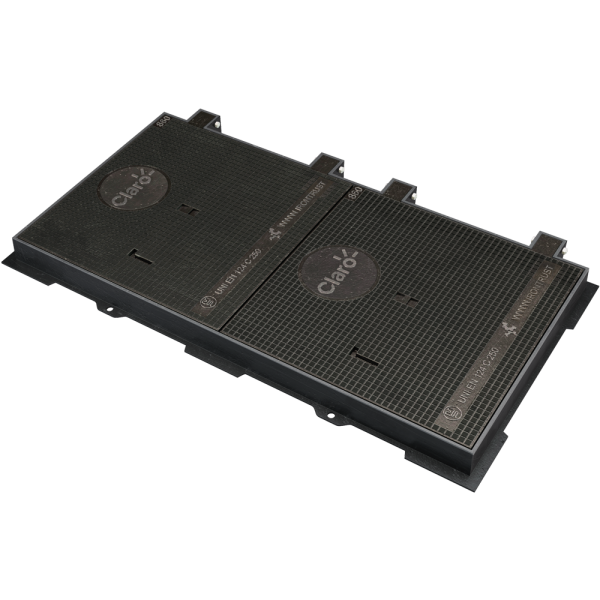 860 – CONJUNTO MARCO DOBLE 1268X676 CON TAPA ARTICULADA LOGO CLARO CON SISTEMA DE SEGURIDAD INOX C250